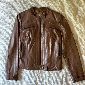 Vintage brown leather biker jacket- SOLD